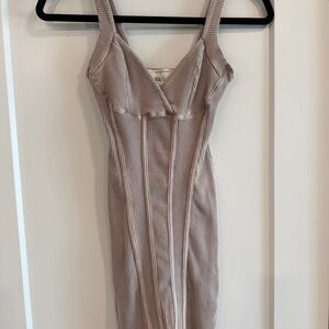 Selfie Leslie Taupe Ribbed Dress